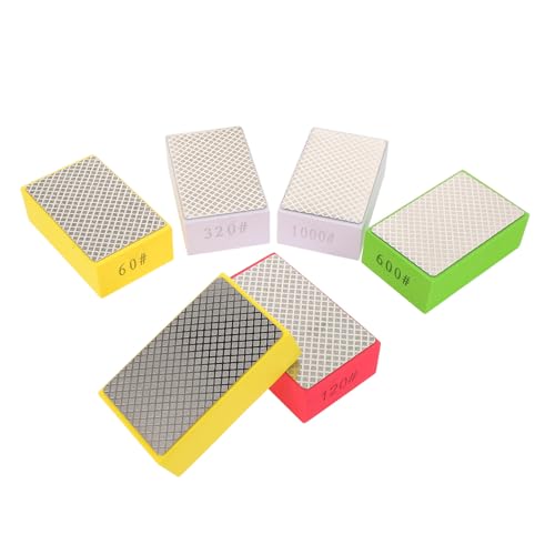 MUSISALY Set 6 Tamponi Abrasivi Diamantati per Lucidatura Manuale Blocchi Leviganti per Piastrelle in Ceramica e Pietra Grana 60/120/240/320/600/1000 per Lavori Artigianali e