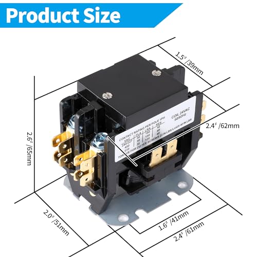 Flygeneral FLYGENERAL-30-W2 Hvac Motor Contactor,1 Pole Air Conditioner Contactor 30 Amp 24V Coil,Condenser Contactor Compressor Contactor thumb #2
