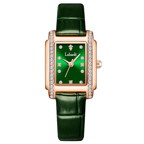 Montre pour femme bracelet cuir carré diamant tendance petite robe fine