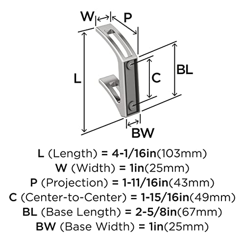 Image of Amerock Avid Double Prong Polished Chrome Wall-Mounted Hook