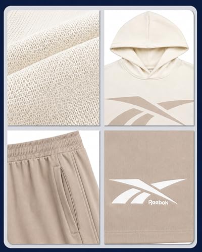 Image of Reebok Boys Active Shorts Set - 2 Piece /3 Piece Athletic Performance Stretch Hoodie Sweatshirt Gym Shorts and Shirts for Boys