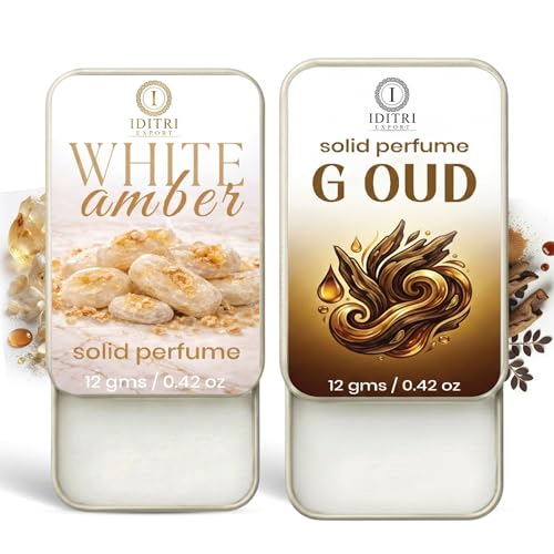 Image of IDITRI EXPORT Solid Perfume |G oud&White amber Alcohol Free Wax Perfume Balm, Long Lasting | Pocket Tin 12g, Pack Of 2| Non Greasy Smooth Glide, Travel Friendly Men And Women