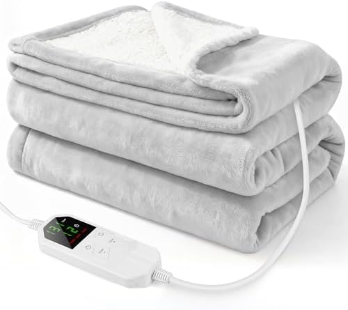 Electric Heated Throw Blanket 50" x 60", Soft Plush Flannel & She...