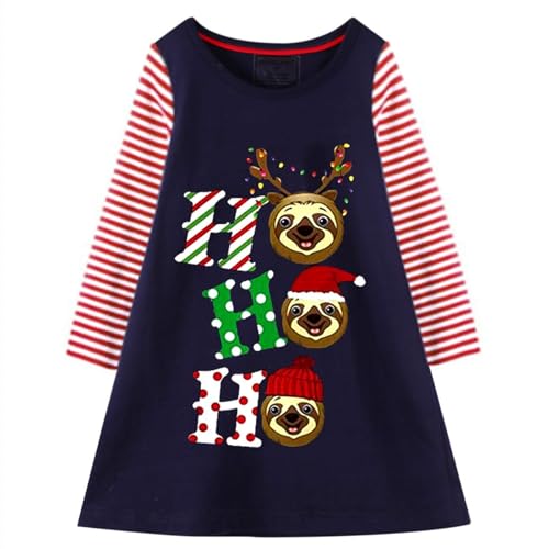 Image of HILEELANG Toddler Girl Sleeveless Dress Stripe Zigzag Cotton Casual Tunic Party Dresses