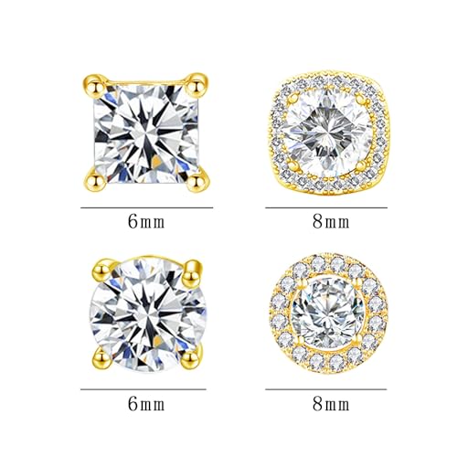 NEWITIN 4 Pairs Stainless Steel Stud Earrings for Men Hypoallergenic Earring Flatback Earring Screw Back Studs Inlaid Cubic Zirconia Stud Earrings for Women Men2