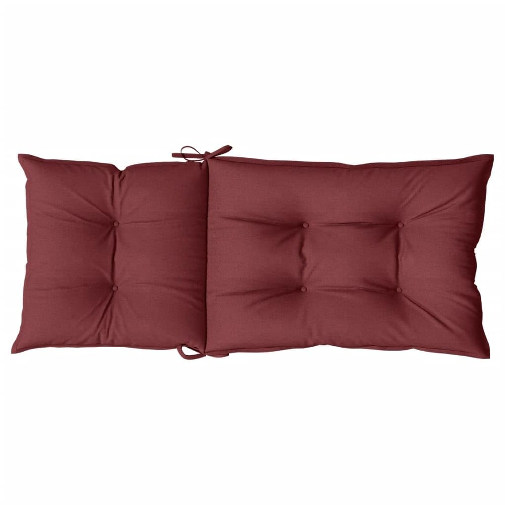 Cuscini Sedia Schiena Alta Rosso Vino Mélange 120x50x7 cm con Imbottitura Morbida, Antiscivolo con Laccetti e Fascia Elastico per Sedie da Giardino, Ufficio, Interno, 2 Pezzi