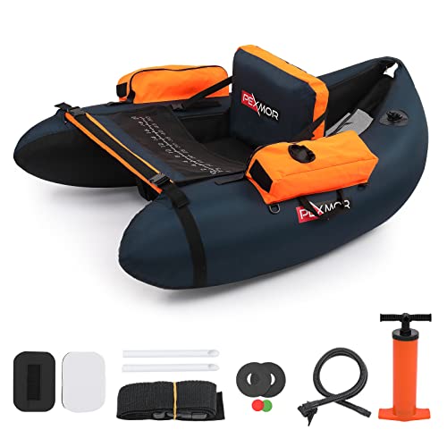 PEXMOR Inflatable Fishing Float Tube,350LBS Capacity, with Storage Pockets and Comfortable Padded...