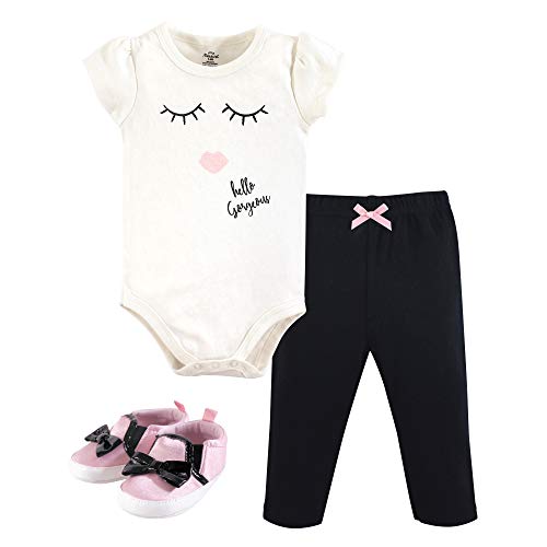 Image of Little Treasure Unisex Baby Cotton Bodysuit, Pant and Shoe Set