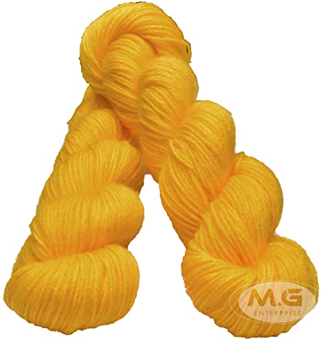 Image of M.G ENTERPRISE Brilon Yellow (400 gm) Wool Hank Hand Knitting Wool /Art Craft Soft Fingering Crochet Hook Yarn, Needle Knitting Yarn Thread Dyed