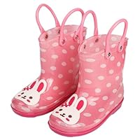 ENEN Rain Boots for Kids Girls and Boy, Rain Boots Toddler 1-9yrs Unisex Children Wellies Waterproof Non-Slip Rubber Gripped Sole for Spring Summer, School, Outdoors (3059 Rabbit,2)