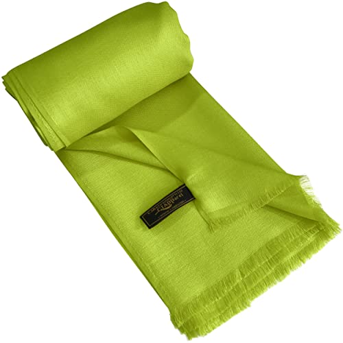CJ Apparel Lime Green Solid Color Fringe Design Nepalese Shawl Seconds Scarf Wrap Stole Throw Head Wrap Pashmina Hand Made in Nepal New3