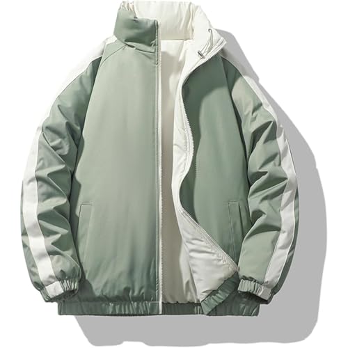 Veste zippée réversible homme ample imperméable veste streetwear chaud - 2