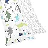 Sweet Jojo Designs Blue and Green Modern Dinosaur/Grey Chevron Prehistoric Print Full Length Double Zippered Body Pillow Case Cover