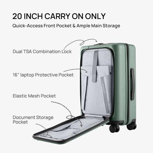 Image of NINETYGO Medium Checked Luggage 25 Inch, Flat Top Opening Check In Luggage with Cup Holder, Expandable, Lightweight PC Hard Shell, TSA Lock, 360 Spinner Wheels (Creamy Matcha Tea)