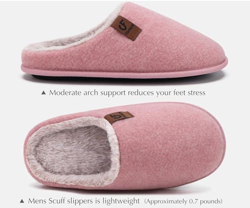Image of COFACE Mens Cozy Memory Foam Scuff Slippers Casual Slip On Warm House Shoes Indoor /Outdoor Sandal Slippers With Arch Support Rubber Sole Size 7-15