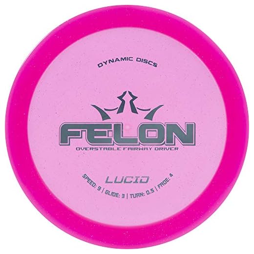 Dynamic Disc Lucid Felon Disc Golf Driver | Frisbee Golf Disc | Overstable Fairway Driver | Predictable Flights | Stamp Color Will Vary (Pink)