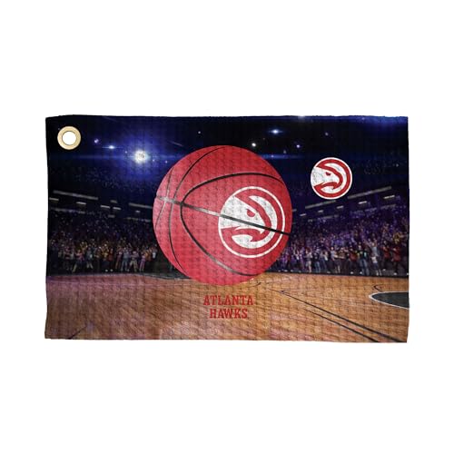 Northwest NBA Atlanta Hawks Golf Towel – Official Licensed Microfiber Waffle Fabric, Absorbent 16x25 in Club Cleaning Accessory, Landscape Design