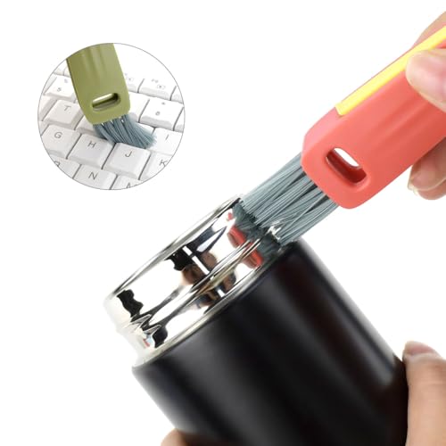 Image of 3 Pcs 3 in 1 Cup Lid Cleaning Brush Crevice Cleaning Brush for Bottle Gap 3 in 1 Cleaning Brushes for Tight Spaces Multifunctional Portable Cup Lid Cleaner Home Kitchen Cleaning Tools (Green Blue Red)
