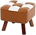 Podnóżek do przechowywania Podnóżek Podnóżek ze skóry PU Kwadratowy podnóżek Tapicerowany stołek do zmiany butów Stołek opatrunkowy z drewnianymi 4 nogami (kolor: F) Tapicerowany stołek (kol
