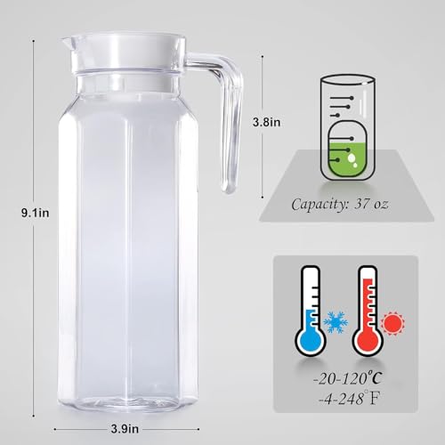 Image of Premium Water and Juice Glasses and Jug Set Combo [6 Piece Glass 250ML & 1 Piece Jug 1 Liter] Transparent Pitcher Set for Dining Table, Home & Restaurant,Party (MTS - 13)