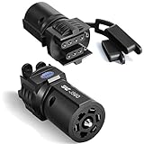 US Standard Trailer Adapter 7 Pin to 4 Pin and 5 Pin Flat Blade Plug,2 in 1 Trailer Plug Adapter 7 Way to 4 Way 5 Way Flat Trailer Plug Connector for Trailer Tow Hitch Wagons Boat Car RV,Weatherproof