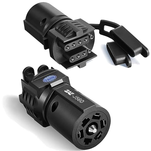 US Standard Trailer Adapter 7 Pin to 4 Pin and 5 Pin Flat Blade Plug,2 in 1 Trailer Plug Adapter 7 Way to 4 Way 5 Way Flat Trailer Plug Connector for Trailer Tow Hitch Wagons Boat Car RV,Weatherproof