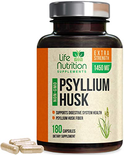 Psyllium Husk Capsules High Potency Dietary Fiber 1450mg - Psyllium Powder Supplement