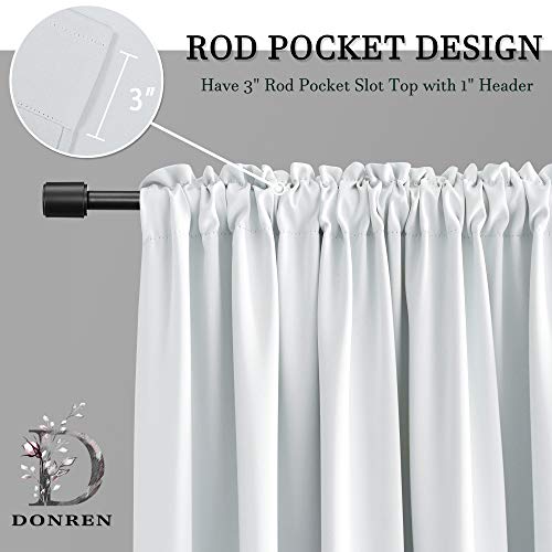 Image of DONREN Rod Pocket Curtain Panels Thermal Insulated Room Darkening Curtains for Bedroom (42 Width x 54 Length,2 Panels,Greyish White)