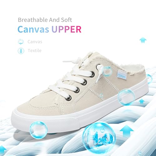 Image of Obtaom Women Canvas Mules Memory Foam Clipper Fashion Sneakers Comfortable Slip-On Mule Backless Holiday Shoes