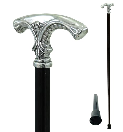 Bastone da Passeggio Elegante Solido Legno Nero 97cm | Bastone per Anziano per Camminare Lusso Made in Italy | Artigiano Cavagnini