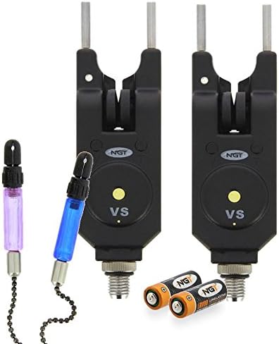 NGT 2 x VS FISHING BITE ALARM WITH SNAG BARS AND BOBBINS Volume and Tone Control Batteries Included Carp Fishing Alarms Indicators