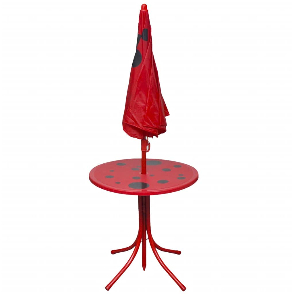 Salon de jardin pour enfants, avec parasol, une variété de motifs de dessins animés, coins arrondis, 38 x 28 x 50 cm (l x p x h), chaise pliante, table, chaises de jardin pour enfants