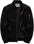 WenVen Veste de Bomber Casual pour hommes léger en coton Vestes militaires de vol brise-vent