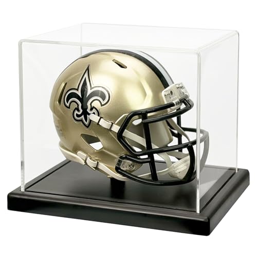 Mini Helmet Display Case with Solid Wood Base (Dark...