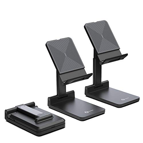 Tounee Cell Phone Stand, Fully Foldable Phone Holder for Desk, Height Adjustable Cradle Compatible with iPhone 11 Pro Xs Xs Max Xr X 8 7 6 6s Plus (4,7-8