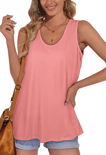 Ofeefan Summer Tank Tops For Women Soft Loose Fit Layer Tunic Shirts Coral Xl #TOP3