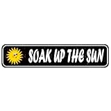 Sunny Pool Rules Sign - 16x4 Inch Metal 'Soak Up The Sun' Sign, Playful Poolside Decor for Backyard and Patio