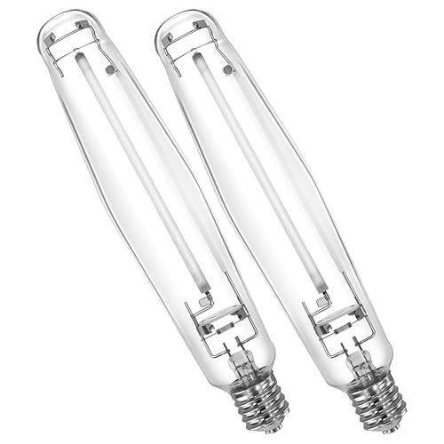 iPower 1000W HPS Grow Light Bulb Lamp, Pressure Sodium Bulb Lamp with High PAR Enhanced Red and Orange Spectrums, CCT 2100K for Plants Growth, 2 Pack