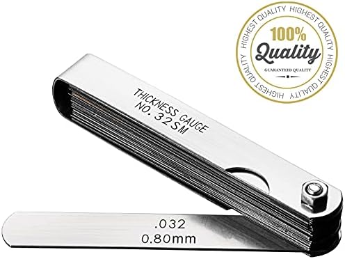 Spurtar Universal Stainless Steel Feeler Gauge 32 Blades 0.04-0.88 mm (0.0015-0.035 Inch) Metric/Imperial for Measuring Gap Width and Thickness