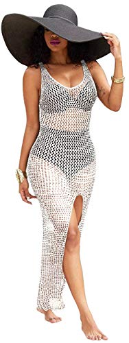 sexycherry Women's Sexy Sleeveless Swimsuit Cover Up Summer Casual See Through Sheer Long Maxi Dresses Plus Size Swimwear - Thumbnail 4