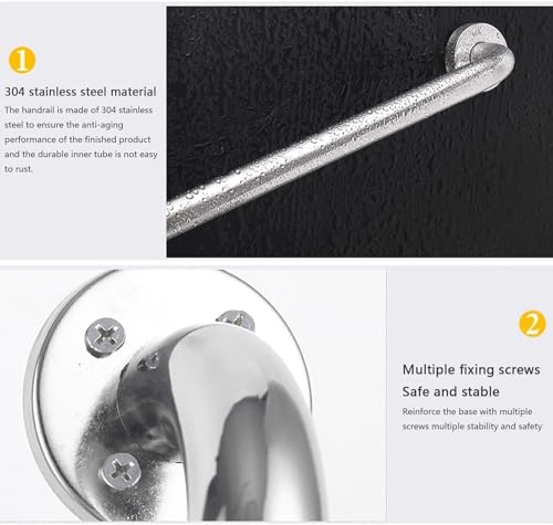 Barre d'appui de securite murale 100cm en acier inoxydable pour douche