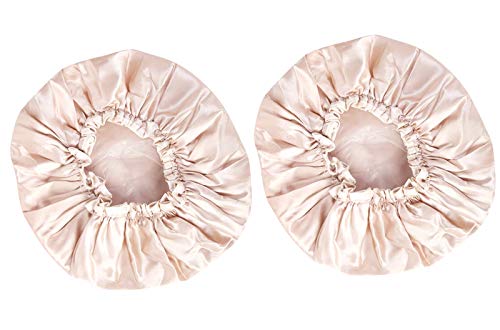 2 Pack Shower Cap Double Layer Waterproof Shower Hat Elastic Band Bath Cap Keeps Color Off of Hair (Champagne Gold)