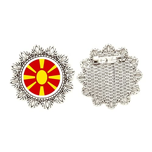 Broche de plata Macedonia emblema UE mediano con cierre anticaída seguro