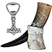 Kubek Viking Horn I Zestaw Otwieracza do Butelek Z MłOtkiem Thora Ze Stali Nierdzewnej, Oryginalny DużY RóG do Picia Viking Ze Stojakiem, RęCznie Robiony Kubek do Piwa