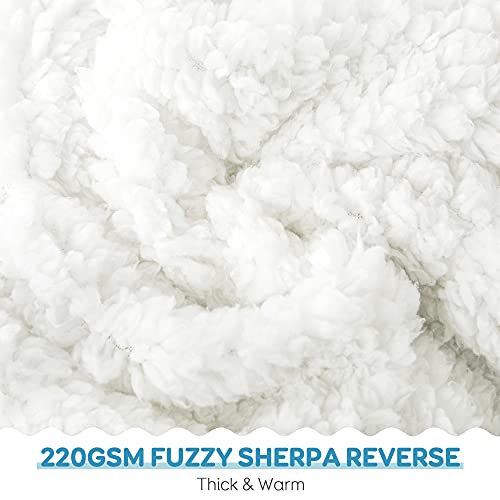 Lofus Sherpa Fleece Weighted Blanket Ribbed Microfiber Heavy Blanket, Mink Stripe Throw Blanket, Reversible Fluffy Sherpa Super Soft Warm, 48X72 Inch 15Lbs White #TOP3