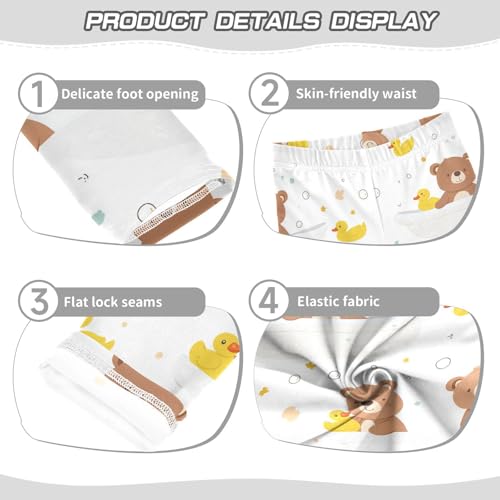 Cute Brown Bears Girls' Leggings Toddler Doodles Ducks Kids Yoga Pants Dance Active Tights 4T3