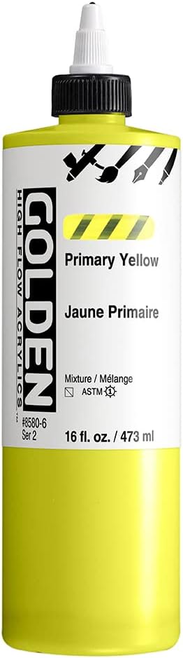 GOLDEN High Flow Acrylics, Primary Yellow, 16 fl. oz. / 473 ml Bottle