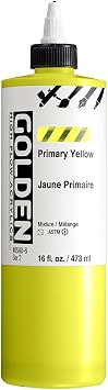 GOLDEN High Flow Acrylics, Primary Yellow, 16 fl. oz. Bottle