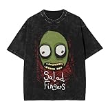 Anime Manga Salad Fingers Vintage Oversized T Shirt Summer Round Neckline Short Sleeve T-Shirts for Mens Womens Large Black