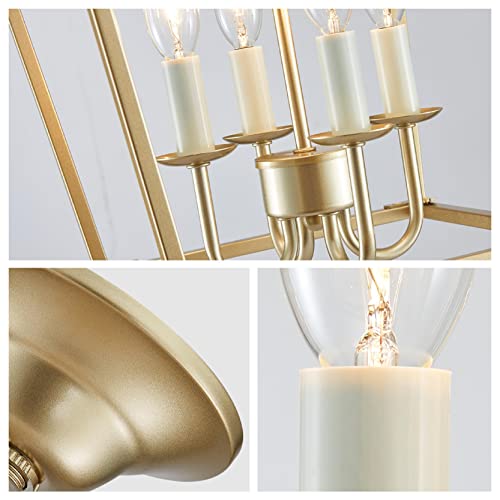 ANJIADENGSHI Vintage Lantern Pendant Light Lantern Iron Cage 4 E12 Bulbs Lantern Chandelier for Dining Room Bar Cafe,Gold Plating(Bulbs Not Included) - Image 4